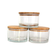 Eco friendly Microwave oven 500ml round bamboo lid glass food container airtight glass salad bowl